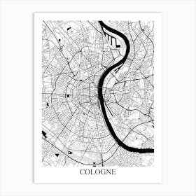Cologne White Black Art Print