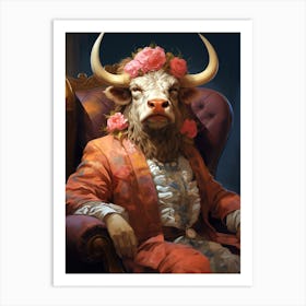 Bull With Flowers 1 Art Print