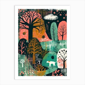 Dog In The Woods 1 Art Print