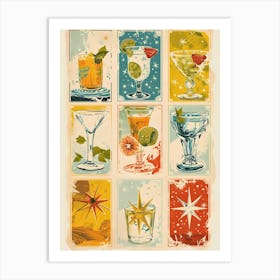 Vintage Cocktails Art Print