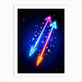 Arrows In Fluid Motion Indicating Progress And Advancement Bright Neon Colors Suggestive Of Digita (7) Art Print