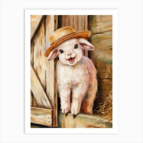 Lamb In A Straw Hat Art Print