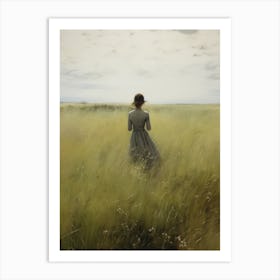 Woman In The Tall Grass Vintage Art Print