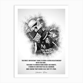 Valentino Rossi Rider Sketch Art Print