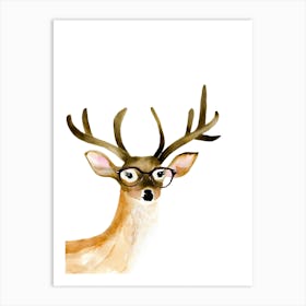 Deer With Glasses Art Print