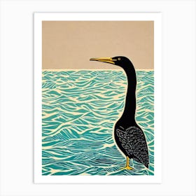 Cormorant 2 Linocut Bird Art Print