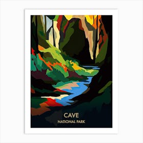 Cave National Park Travel Poster Matisse Style 4 Art Print