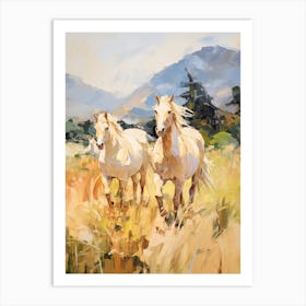 Horses Painting In Queenstown, New Zealand 1 Art Print
