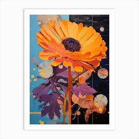 Surreal Florals Calendula 4 Flower Painting Art Print