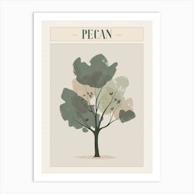 Pecan Tree Minimal Japandi Illustration 4 Poster Art Print