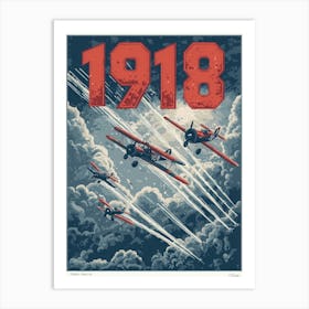 Aihrgdesign A Vintage Aviation Poster Depicting 1918 Biplane 2 Art Print