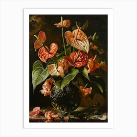 Baroque Floral Still Life Flamingo Flower 1 Art Print