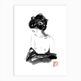 Geisha Bathing Art Print