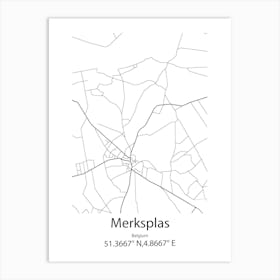 Merksplas,Belgium Minimalist Map Art Print