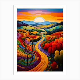 English Countryside Organic Contours Art Print