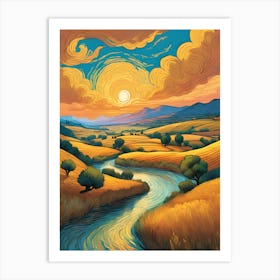 Sunset In The Field 6 Art Print