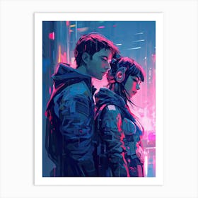 Cyberpunk couple Art Print