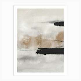 Neutral Modern Brush Strokes Abstract 3 Art Print