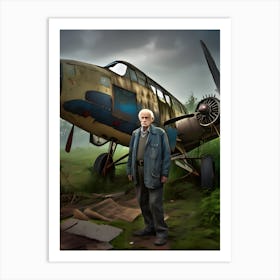 Old Man With Plane 1 Art Print