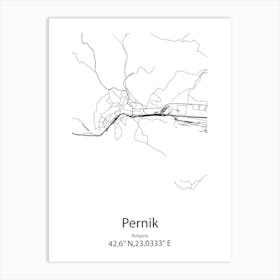 Pernik,Bulgaria Minimalist Map Art Print