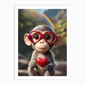 Monkey With Heart Art Print