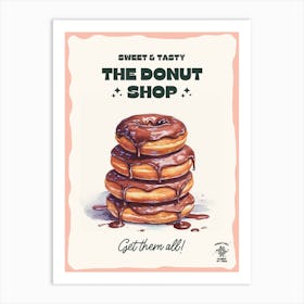 Stack Of Chocolate Donuts The Donut Shop 0 Art Print
