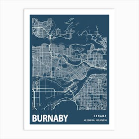 Burnaby Blueprint City Map 1 Art Print