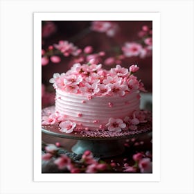 Cherry Blossoms On A Cake Art Print