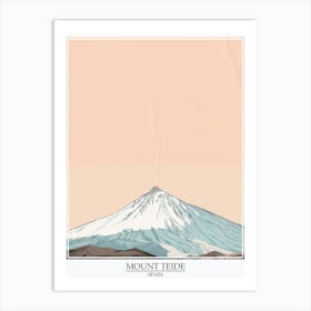 Mount Teide Spain Color Line Drawing 8 Poster Art Print