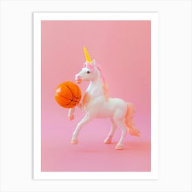 Toy Unicorn Playing Basketball Art Print