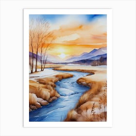 Watercolor Of A River 2 Art Print