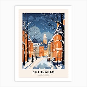 Winter Night  Travel Poster Nottingham United Kingdom 3 Art Print