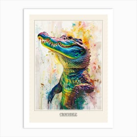 Crocodile Colourful Watercolour 4 Poster Art Print