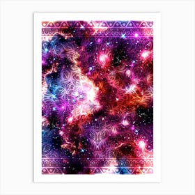 Cosmic mandala #12 - space neon poster Art Print