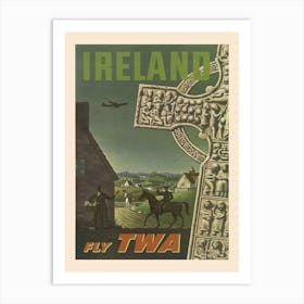 Fly Twa Ireland Sgreco 1950 Art Print