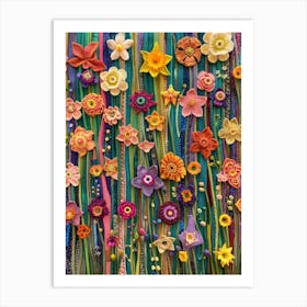 Daffodils Field Knitted In Crochet 9 Art Print