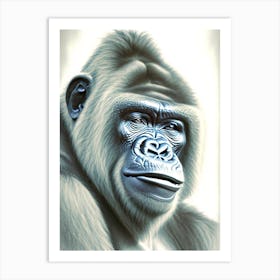 Cheeky Gorilla Gorillas Greyscale Sketch 1 Art Print
