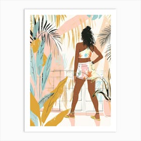 Tropical Girl In Shorts Art Print