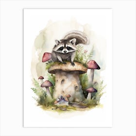 A Forest Raccoon Watercolour Illustration Storybook 2 Art Print