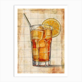 Cocktail Watercolour Inspired 3 Art Print