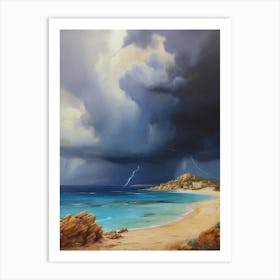 Lightning Storm On The Beach.6 Art Print