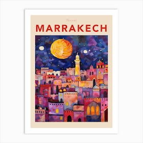 Marrakech Morocco 7 Fauvist Travel Poster Art Print