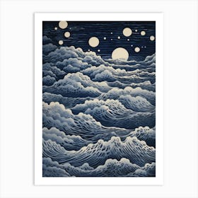 Moonlight Over The Sea Art Print