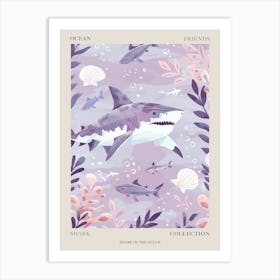 Purple Shark In The Ocean Illustration 2 Poster Art Print