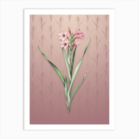 Vintage Sword Lily Botanical on Dusty Pink Pattern n.2170 Art Print