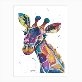 Colourful Giraffe painting Art Print