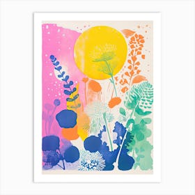 Colourful Flower Still Life Risograph Style 33 Art Print