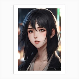 Anime Girl With Black Hair Art Print