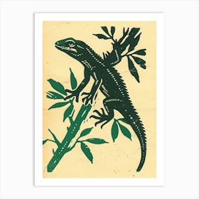 Lizard In The Leaves Bold Block 2 Art Print