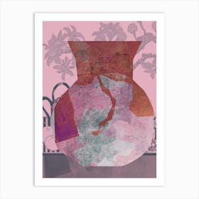 Abstract Still Life With Urn, Terra Cotta, Indigo And Lilac, Collage No.12923-05 Art Print